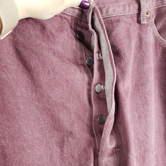 Levi's Men's Size 46 501 Cropped Jeans Dusty Brick Red Button Fly Original Fit - Picture 3 of 12